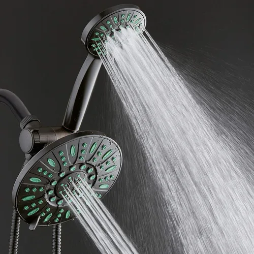 Miniatura 3 de AquaDance Combo de ducha de lluvia antimicrobiano/antiobstrucción de alta presión de 30 ajustes, protección de boquilla Microban contra el Jets
