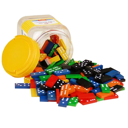 LEARNING ADVANTAGE 7320 Dominó doble de seis colores - Juego de 168 - Juegos de matemáticas para niños - Juguetes educativos - Juego de dominó