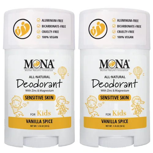 Miniatura 12 de MONA Desodorante 100% natural para niños, preadolescentes y adolescentes, sin bicarbonato de sodio, aromas sintéticos o aluminio, seguro para niñas