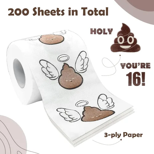Miniatura 4 de Poop - Decoraciones de feliz cumpleaños para mujeres, hombres, ella, él, 3 capas, 150 hojas, rollo de papel higiénico novedoso, papel higiénico