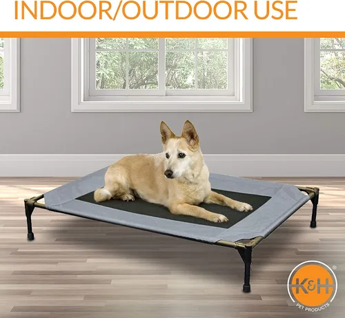 Miniatura 8 de K&H PET PRODUCTS - Cuna elevada para mascotas con centro de malla, varios tamaños Malla gris/negra