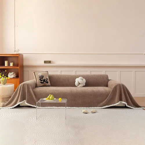 Miniatura 10 de HANDONTIME - Funda de felpilla de sofá para perros, para sillón, sofá modular, biplaza, futón o en forma de L, estilo bohemio, con borlas, lavable