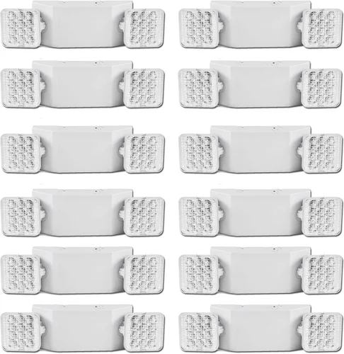 12 Pack Commercial LED Emergency Lights Fixture, Emergency Light with Battery Backup, Emergency Lights for Business Home power Failure, Two