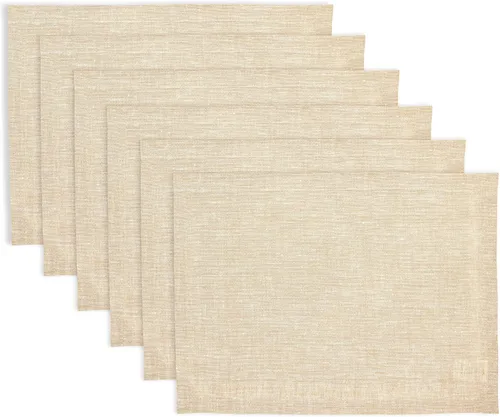 Miniatura 8 de Solino Home Athena - Juego de 4 manteles individuales cuadrados de lino natural claro de 14 x 14 pulgadas, manteles individuales 100 % lino puro