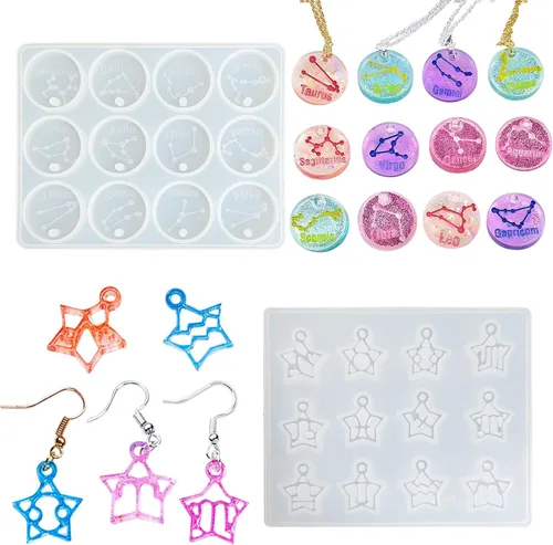 Miniatura 8 de 3 moldes de resina para colgantes, moldes de joyería de resina de silicona, kit de fabricación de aretes, moldes de silicona con llaveros, anillos