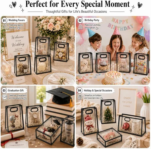 Miniatura 6 de SHIPKEY Bolsas de regalo transparentes de 9.4 x 5.9 x 3.1 pulgadas, pequeña bolsa de regalos para cumpleaños, boda, fiesta, bolsa de regalos