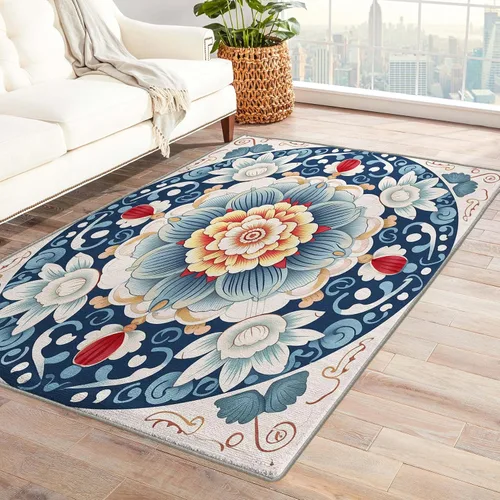 Miniatura 9 de Alfombra de mandala y decoración del hogar, alfombra de 4 x 6 pies, alfombras abstractas para sala de estar, dormitorio, alfombra de mandala