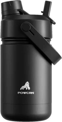 Miniatura 43 de POWCAN - Botella de agua con aislamiento de 18 onzas, con tapa de boquilla y pajilla 2 en 1, fría 24 horas, a prueba de fugas, apta para portavasos