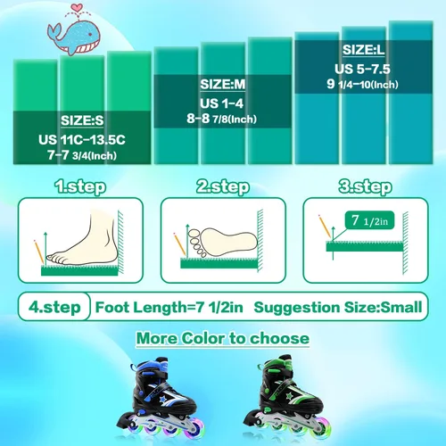Miniatura 2 de Patines en línea para niños, niñas y jóvenes, todas las ruedas iluminadas con marco de aluminio para principiantes de 5 a 12 años, perfectos