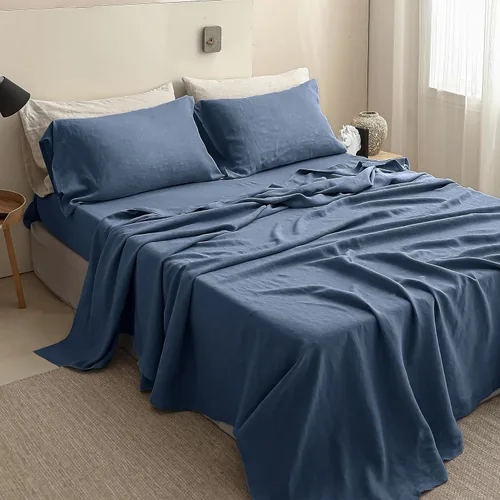 Miniatura 39 de Simple&Opulence - Juego de sábanas de 100 % lino, tamaño King, lino francés lavado, 4 piezas, transpirables; ropa de cama que incluye 1 sábana Lino