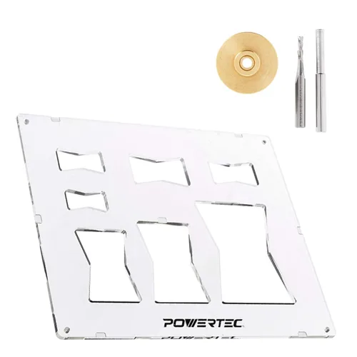 Miniatura 9 de POWERTEC Kit de incrustaciones de enrutador, juego de guía de buje de latón macizo con pasador de alineación, brocas en espiral de carburo
