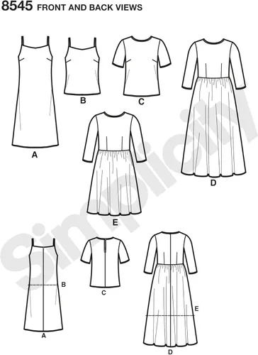 Miniatura 8 de Simplicity US8545P5 Patrones de costura para mujer, camisa, y camiseta sin mangas, tallas 12-20