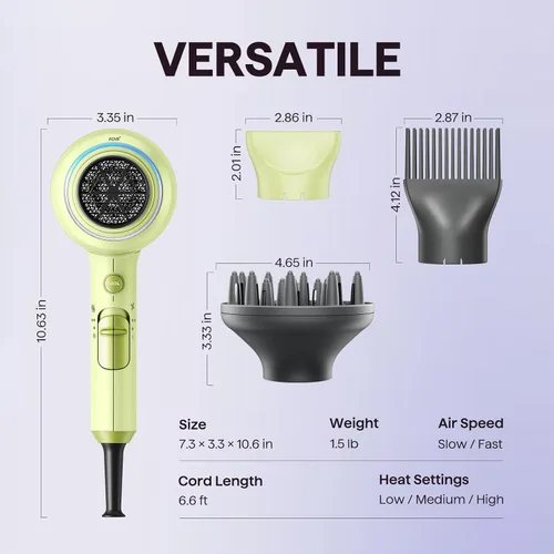 Miniatura 7 de Secador de pelo Wavytalk con difusor, secador iónico soplado para cabello rizado con peine, secador de 1875 W de secado rápido con tecnología