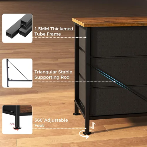 Miniatura 6 de DUMOS Soportes de TV para muebles de sala de estar con 9 cajones de tela, centro de entretenimiento largo de hasta 75 pulgadas, mesa consola