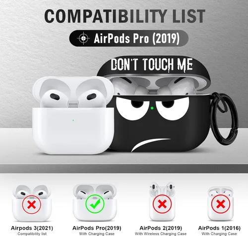 Miniatura 2 de Funda para Airpods Pro, Don't Touch Me for Airpods Pro Cover con llavero/Funda suave y bonita a prueba de golpes para mujeres y hombres, compatible