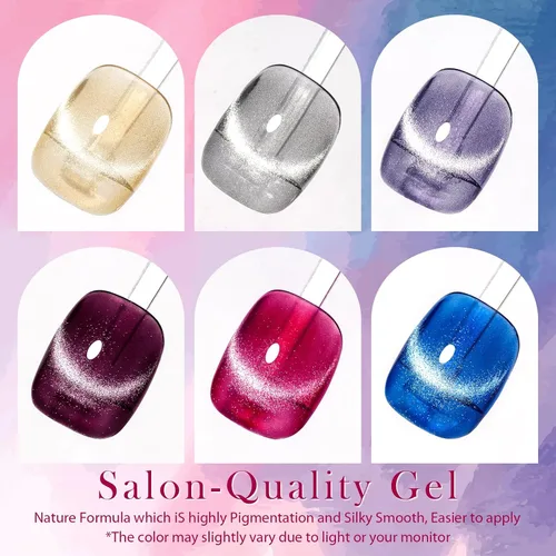 Miniatura 3 de Juego de esmaltes de uñas de gel 9D Cat Eye, esmalte de gel magnético con efecto cielo estrellado, esmalte de gel de ojo de gato con LED UV, kit
