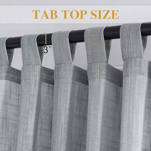 Miniatura 2 de RYB HOME - Cortinas de lino con textura transparente, 2 paneles