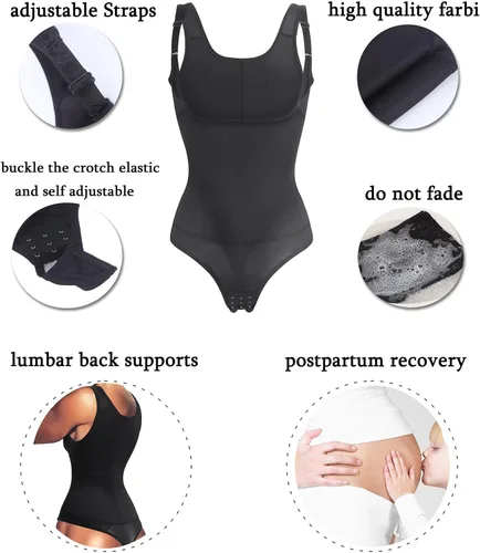 Miniatura 2 de Body moldeador de cintura para mujer, cuerpo completo, corsé para debajo del busto, faja moldeadora de busto abierto, control de abdomen