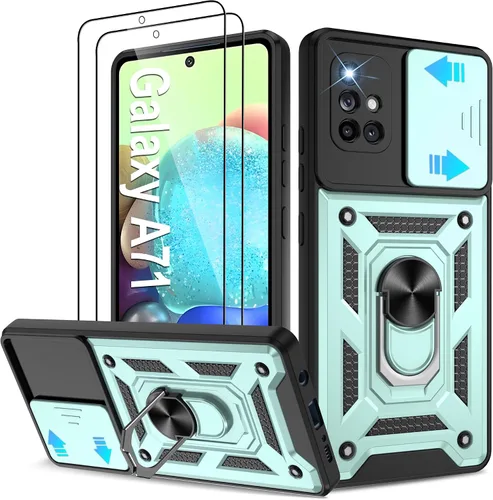 Miniatura 25 de ATUMP Funda para T-Mobile Revvl V Plus 5G con protector de pantalla HD con cubierta de cámara deslizante, soporte de anillo de rotación de 360° Negro