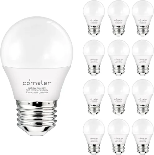 Miniatura 9 de comzler Bombilla pequeña de 6 W, luz blanca cálida de 2700 K, equivalente a 60 vatios, base de tornillo estándar E26 con forma A15/G45 para 2700K