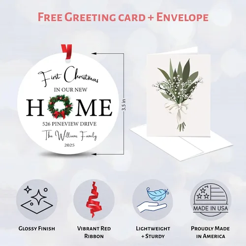 Miniatura 2 de Adorno personalizado para la primera Navidad en nuestro nuevo hogar 2025, adorno de Navidad de dirección de casa nueva, regalos de inauguración