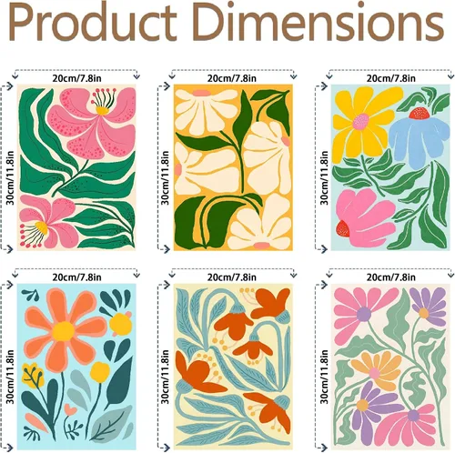 Miniatura 2 de Clendo Juego de 6 paquetes de pintura por números para adultos, kit de pintura por números de flores fáciles para adultos en lienzo sin marco