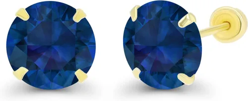 Miniatura 2 de Aretes de tuerca con tuerca de oro macizo de 14 quilates, hipoalergénicos, de 0.236 in, con piedra natal redonda