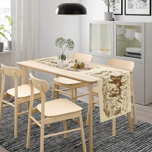 Miniatura 7 de Camino de mesa de lino de algodón, cuchillo de cocina occidental, tenedor, colección de mesa rectangular, desierto salvaje oeste americano