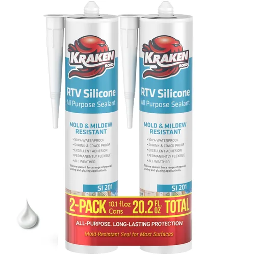 Miniatura 38 de Kraken Bond Sellador de silicona gris resistente al agua Cartucho de 100 a 10 onzas líquidas – RTV silicona calafateo para cocina y baño, todo uso