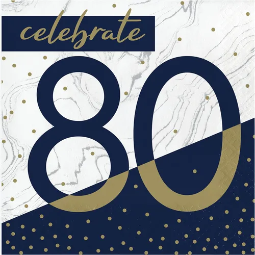 Miniatura 10 de Trendware Servilletas de cumpleaños número 18 azul marino y dorado, 48