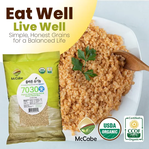 Miniatura 3 de McCabe Paquete de arroz orgánico de 12 libras (1 arroz blanco + 1 arroz integral y arroz dulce integral mezclado, 7030), certificado orgánico por