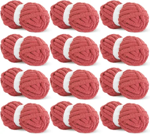 Miniatura 18 de HOMBYS Hilo de Chenille Grueso Carbón para Crochet, Hilo Grueso Espeso y Esponjoso para Tejer, Hilo Súper Grueso para Tejer Mantas a Mano, Hilo