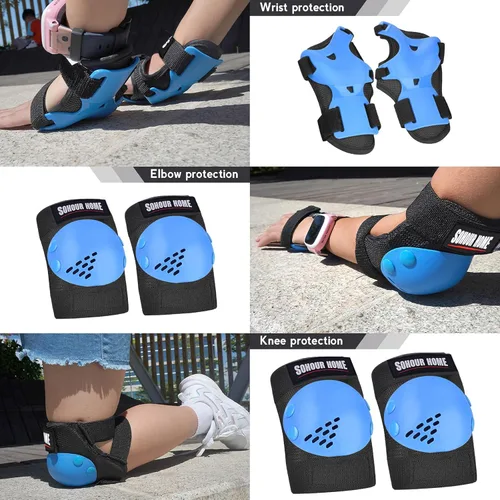 Miniatura 3 de Rodilleras para niños y jóvenes, coderas, muñequeras, juego de protección 3 en 1, para niños de 3 a 15 años, patines, ciclismo, patinaje en línea