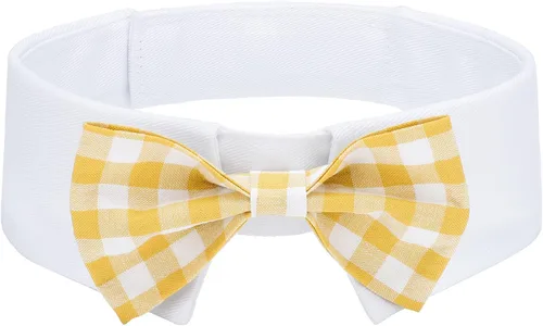 Miniatura 13 de Collar de esmoquin con moño para perro Segarty - Corbatín negro con corbata de cuello ajustable y hecha a mano en blanco para gatos y perros machos