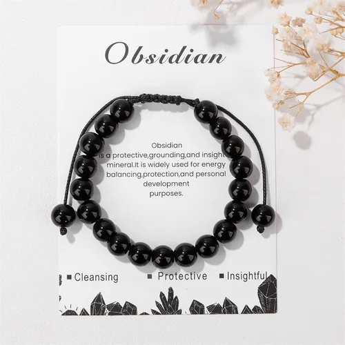 Miniatura 65 de Pulsera de cristal curativo para mujer de 0.315 in, pulsera de cuentas de cristal natural ajustable hecha a mano, joyería curativa, regalo