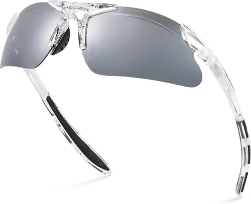 Miniatura 24 de Gafas de sol deportivas polarizadas para niños y niñas, gafas de béisbol y sóftbol, montura TR90 Negro Espejo azul hielo