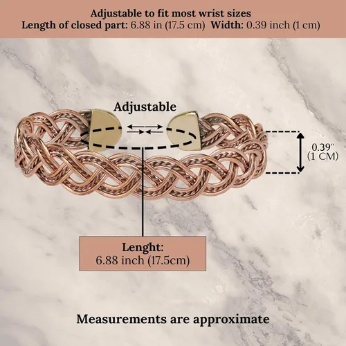 Miniatura 16 de Handmade Elegant Copper Bracelet for Women - Pure Copper Bracelet for Pain Relief and Stress Relief - Adjustable Entwisted Copper Bracelet to Fit