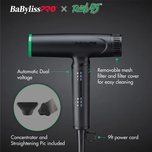 Miniatura 4 de BaBylissPRO Nano Titanium Limited Edition Profesional Nano Light Ionic Secador de pelo (Tomb45 Collection)