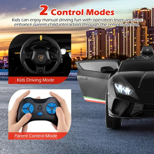Miniatura 2 de Costzon Lamborghini con licencia. Auto de batería de 24V y 4WD de 2 plazas para niños con control remoto, vehículos eléctricos con luces LED