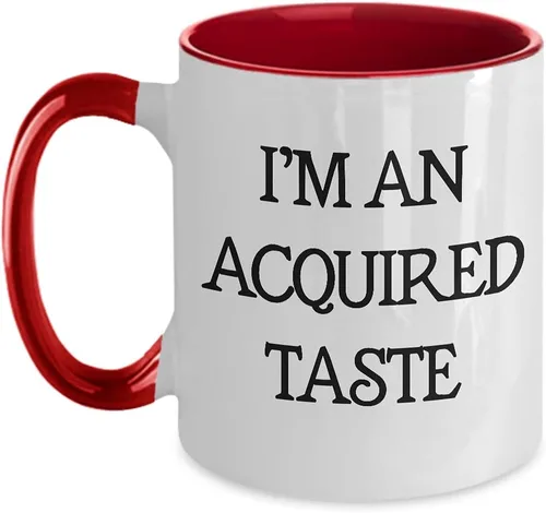 Miniatura 4 de Taza de café blanca de dos tonos con texto en inglés "I'm An Acquired Taste