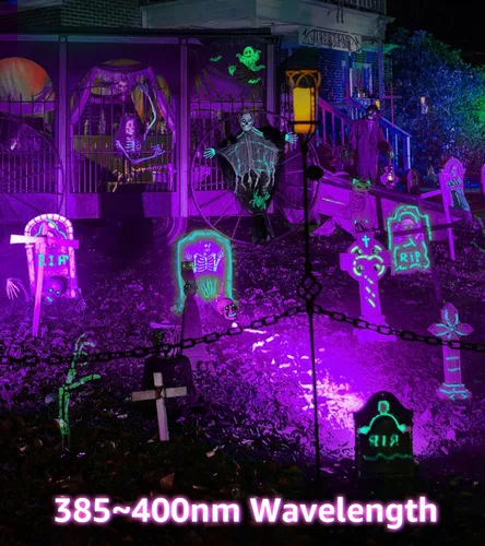 Miniatura 6 de URTOM Luz negra para exteriores de 120 V para Halloween, luz negra, impermeable, luz LED negra, luz LED negra, 15 W, focos morados, luces negras