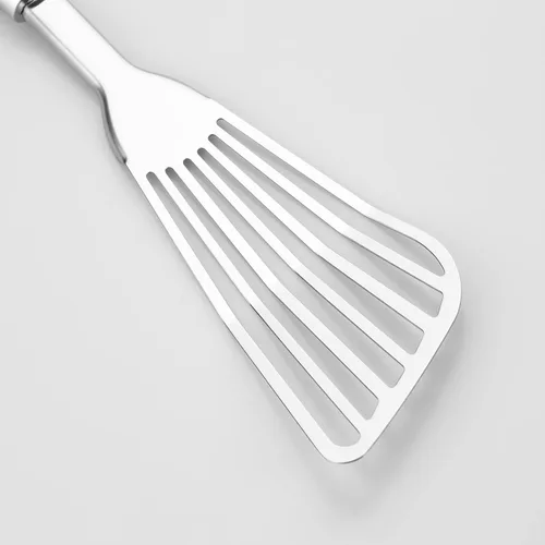 Miniatura 3 de Espátula de pescado de acero inoxidable 304, delgada y flexible ranurada con mango ergonómico antideslizante, espátula de metal para peces, huevos