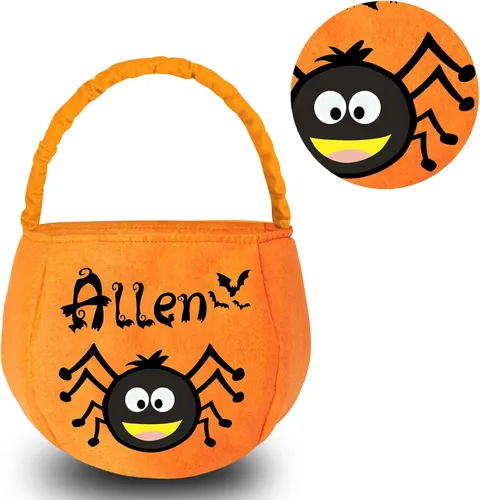 Miniatura 5 de Cesta personalizada de Halloween, bolsa de cubo personalizada con nombre personalizado, bolsa de mano de calabaza, regalos para niños y niñas