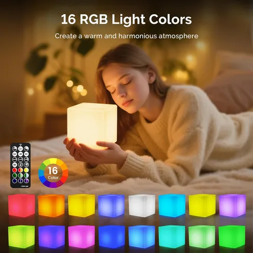 Miniatura 2 de Loftek - Luces de cubo LED de 10.2 cm, cubo teseracto RGB de 16 colores, lámpara de ambiente LED cósmica con control remoto, lámpara de noche