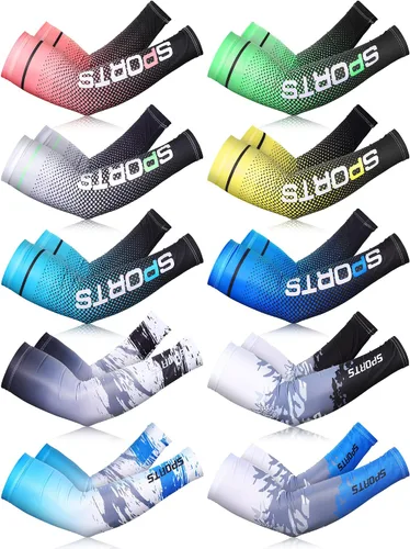 10 pares de mangas de protección solar UV brazo mangas de enfriamiento antideslizante compresión deportes poliéster Ciclismo cubiertas