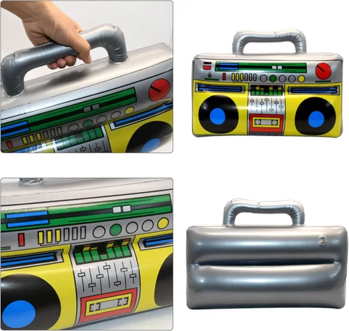Miniatura 4 de 5 piezas de radio inflable Boombox teléfono móvil inflable de los años 80 y 90 decoraciones de fiesta accesorios de fotos para decoraciones