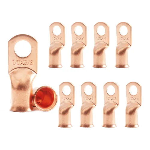 Miniatura 40 de 2/0 AWG 5/16" Stud (25 piezas), terminal de anillo de batería resistente, conectores de calibre 00, lengüetas de alambre de cobre 2/0, terminales