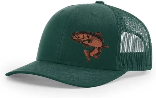 Miniatura 15 de Sombrero de pesca de trucha con parche de cuero grabado láser Richardson 112 Snapback Trucker Cap