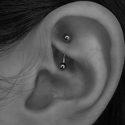 Miniatura 4 de MODRSA Rook - Piercing para mujer, aretes para cejas, acero quirúrgico, joyería vertical para labret de 0.63 onzas, 0.49 oz, barra curvada, Snug