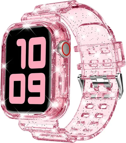 Miniatura 27 de DABAOZA - Correa compatible con Apple Watch de 49 mm, 46 mm, 45 mm, 44 mm, 42 mm, 41 mm, 40 mm, 38 mm, con protector, correa de TPU brillante